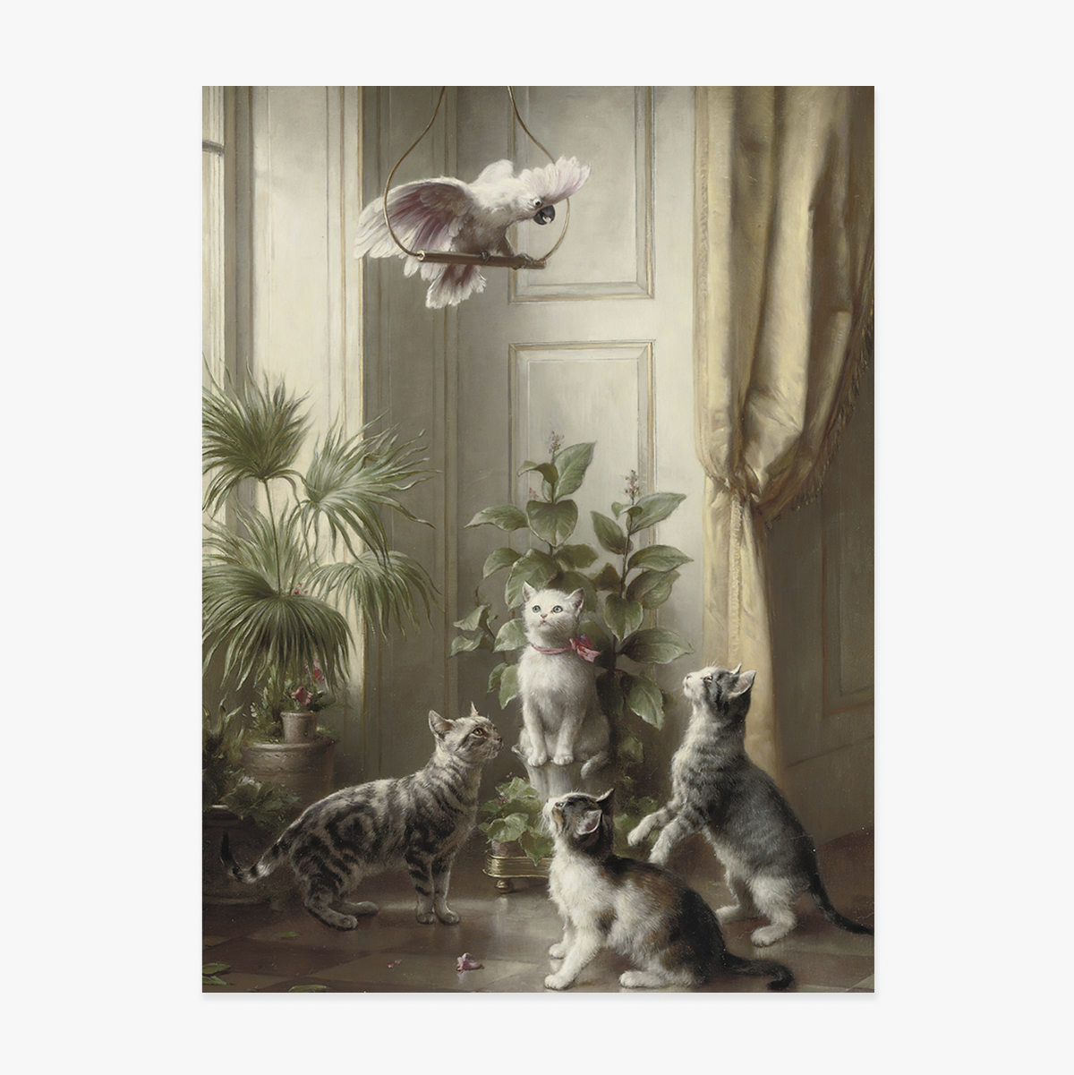 Poster Carl Reichert, Cats and Cockatoo 1898