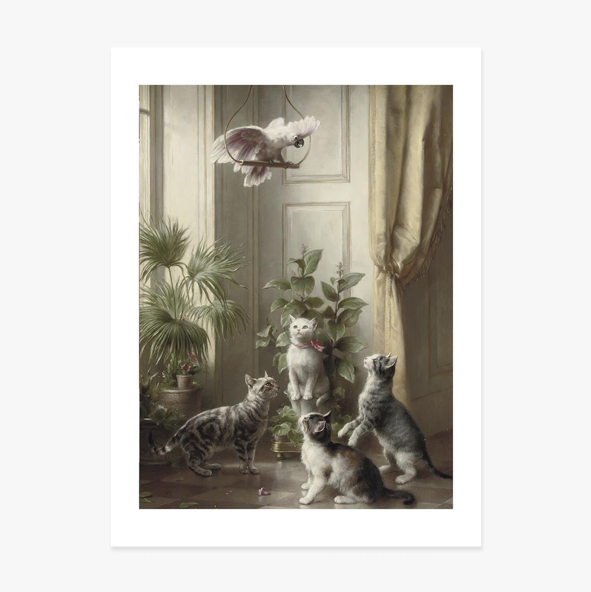 Poster Carl Reichert, Cats and Cockatoo 1898