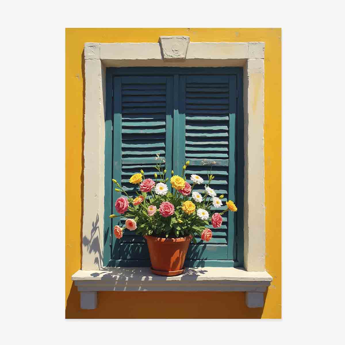Poster Fereastră cu ghiveci de flori