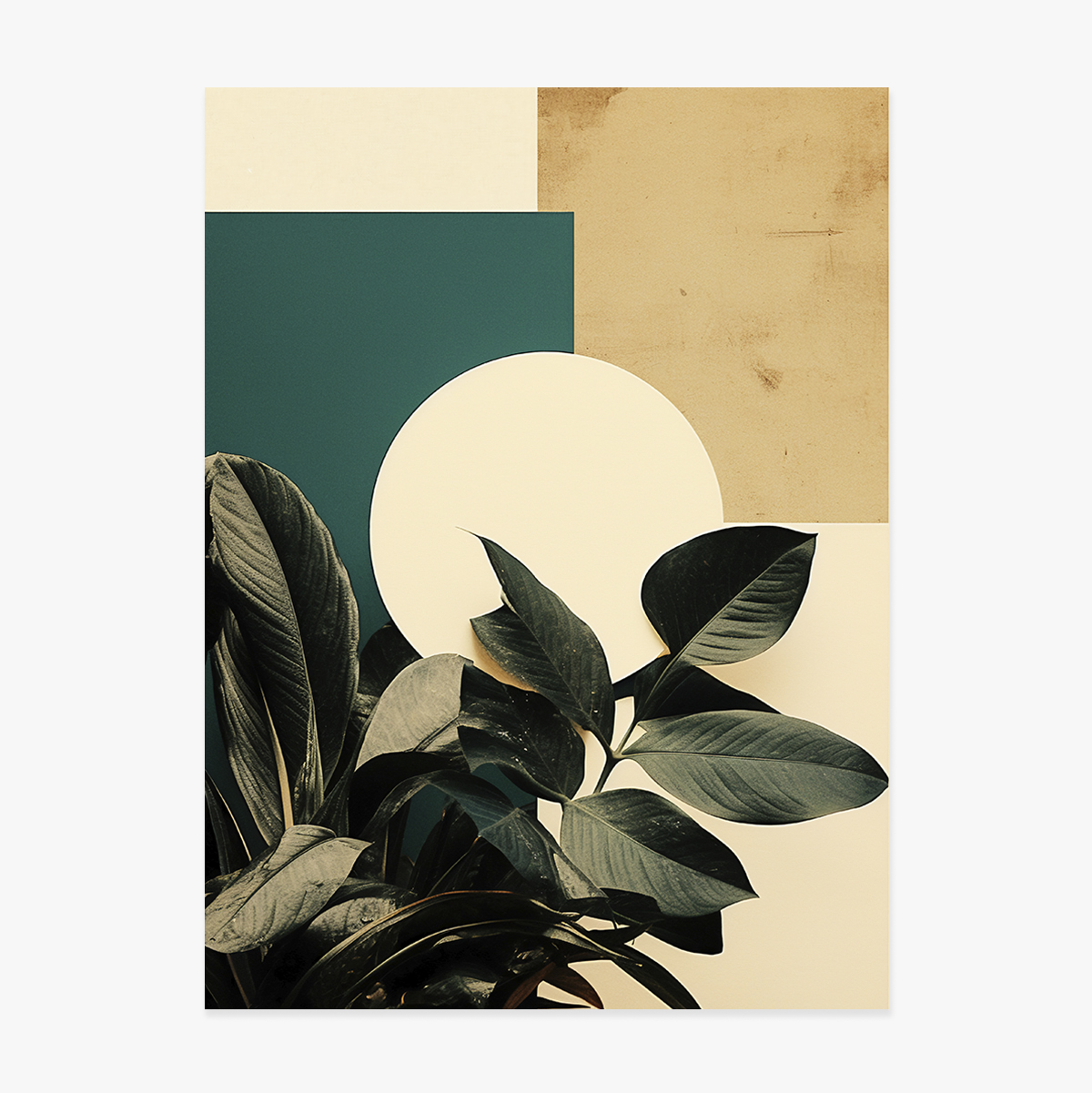 Leaves and Geometric Shapes Poster