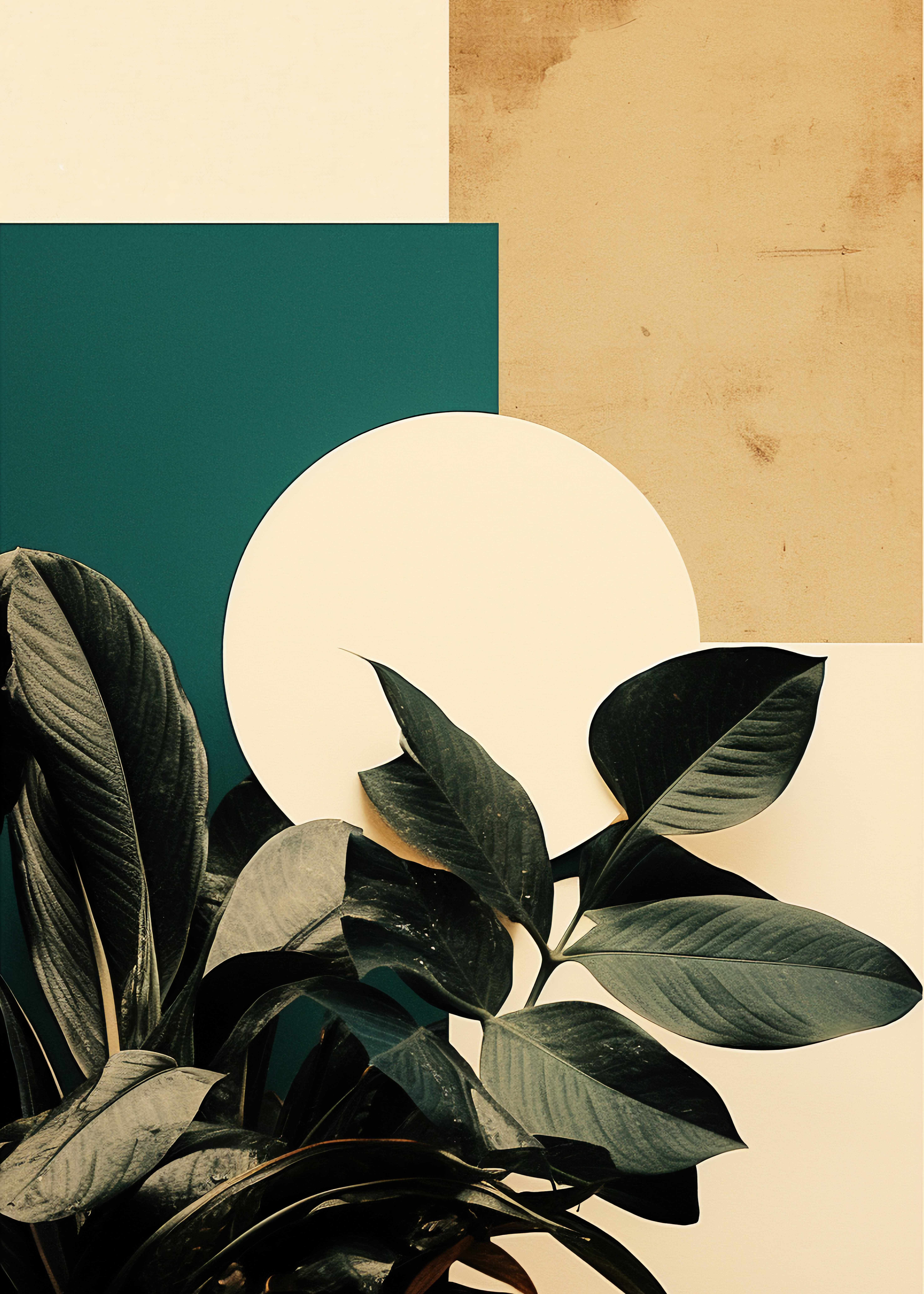 Leaves and Geometric Shapes Poster