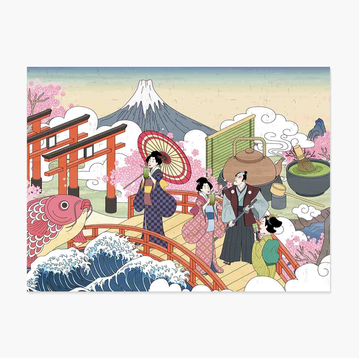 Japanese retro illustration poster