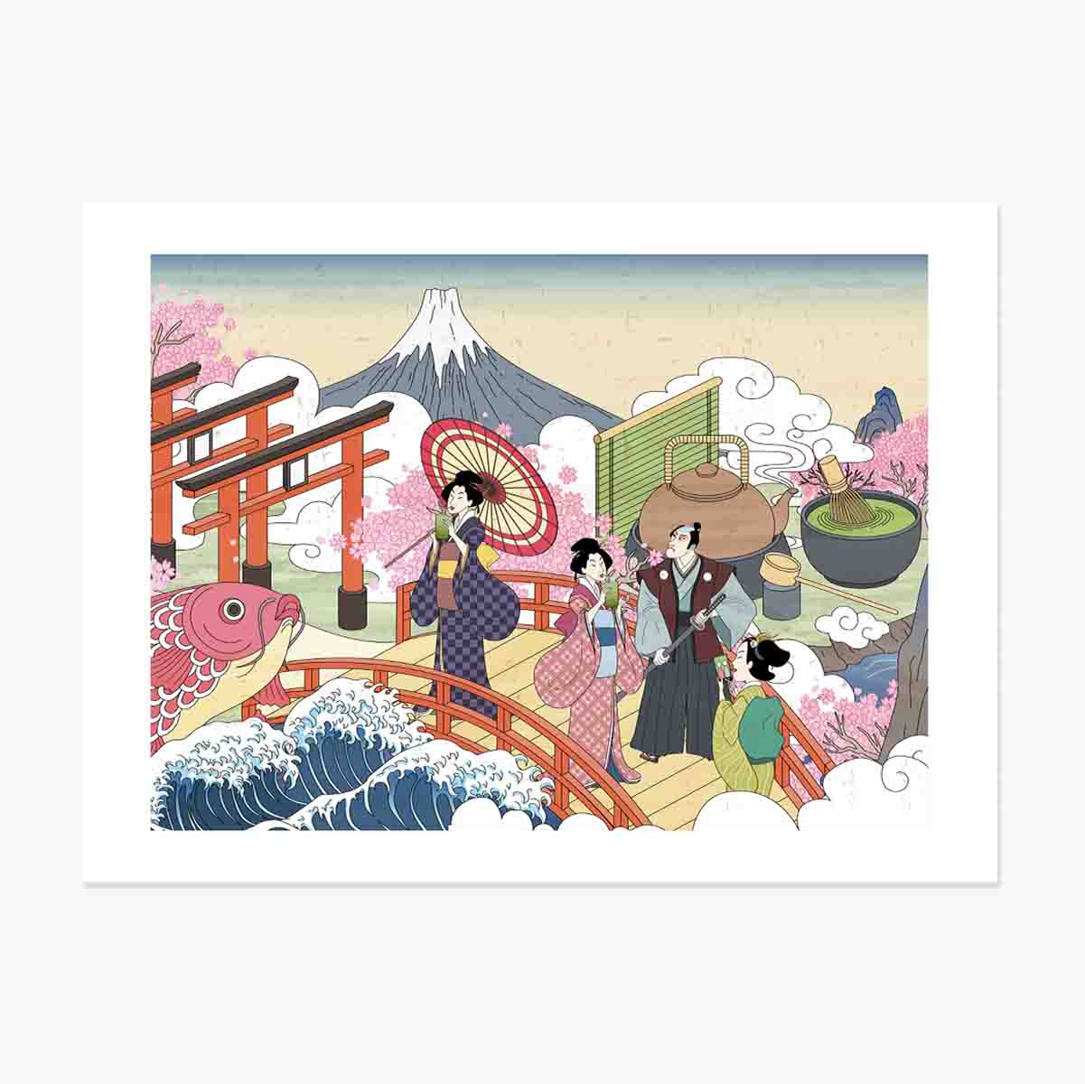 Japanese retro illustration poster