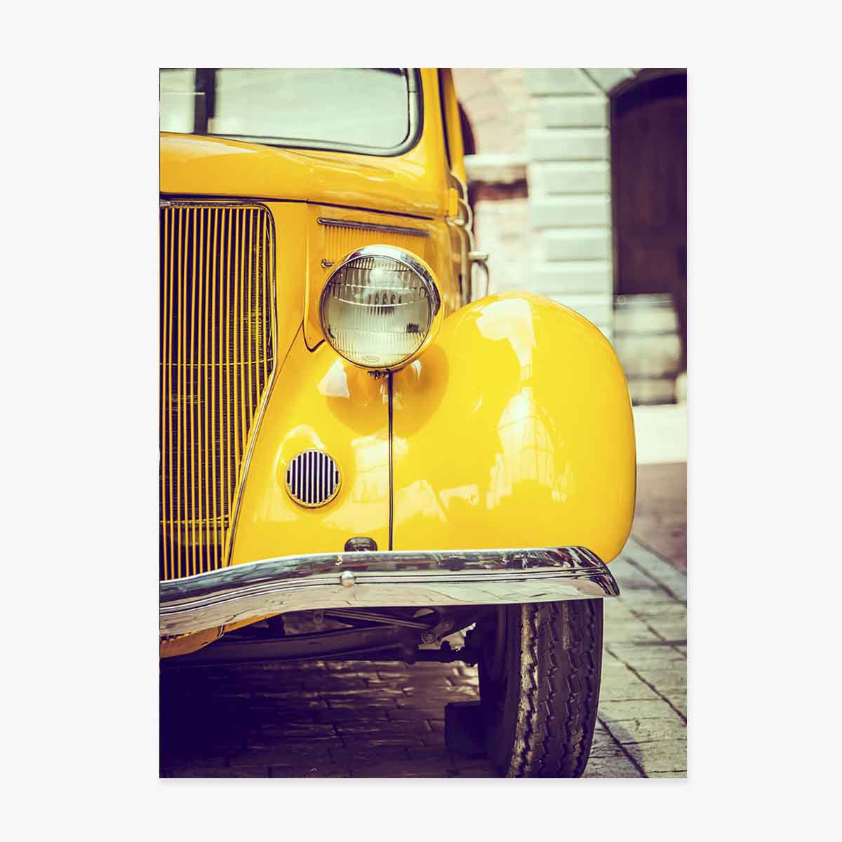 Vintage yellow car poster