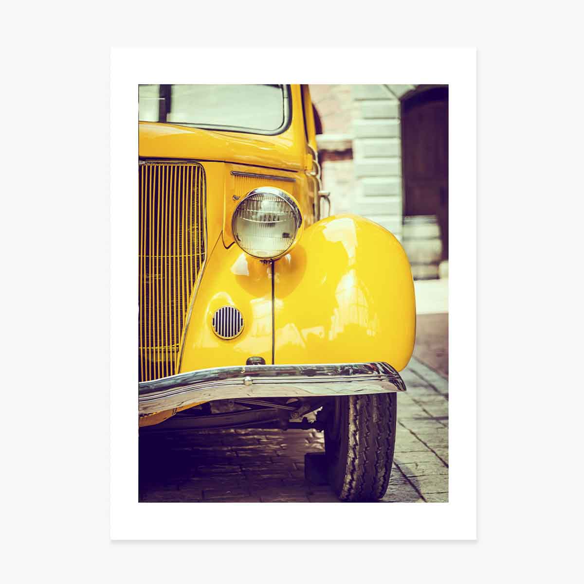 Vintage yellow car poster