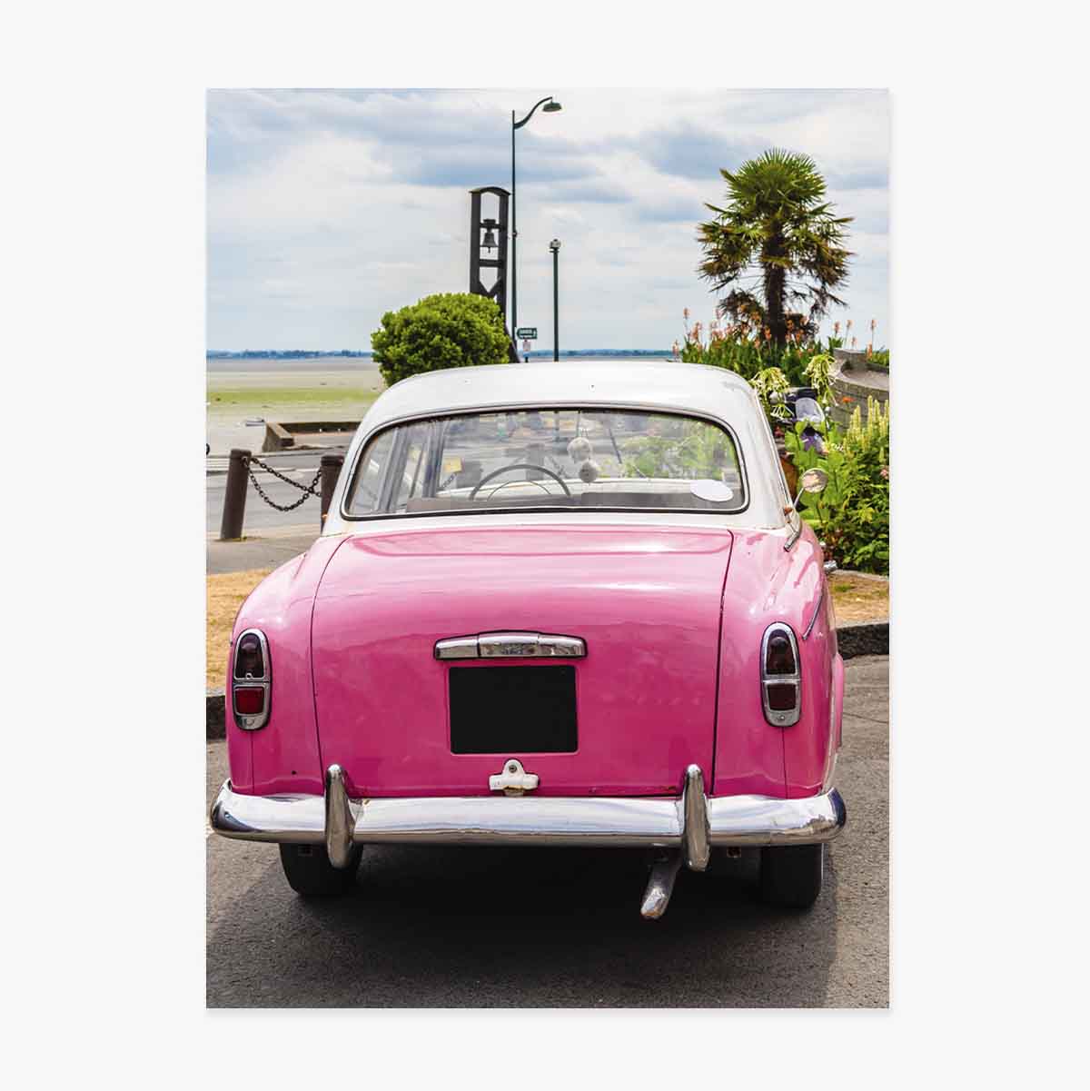 Vintage Pink Car Poster