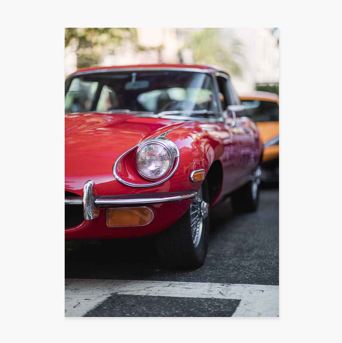 Vintage red car poster