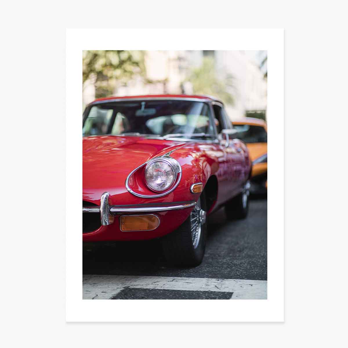 Vintage red car poster