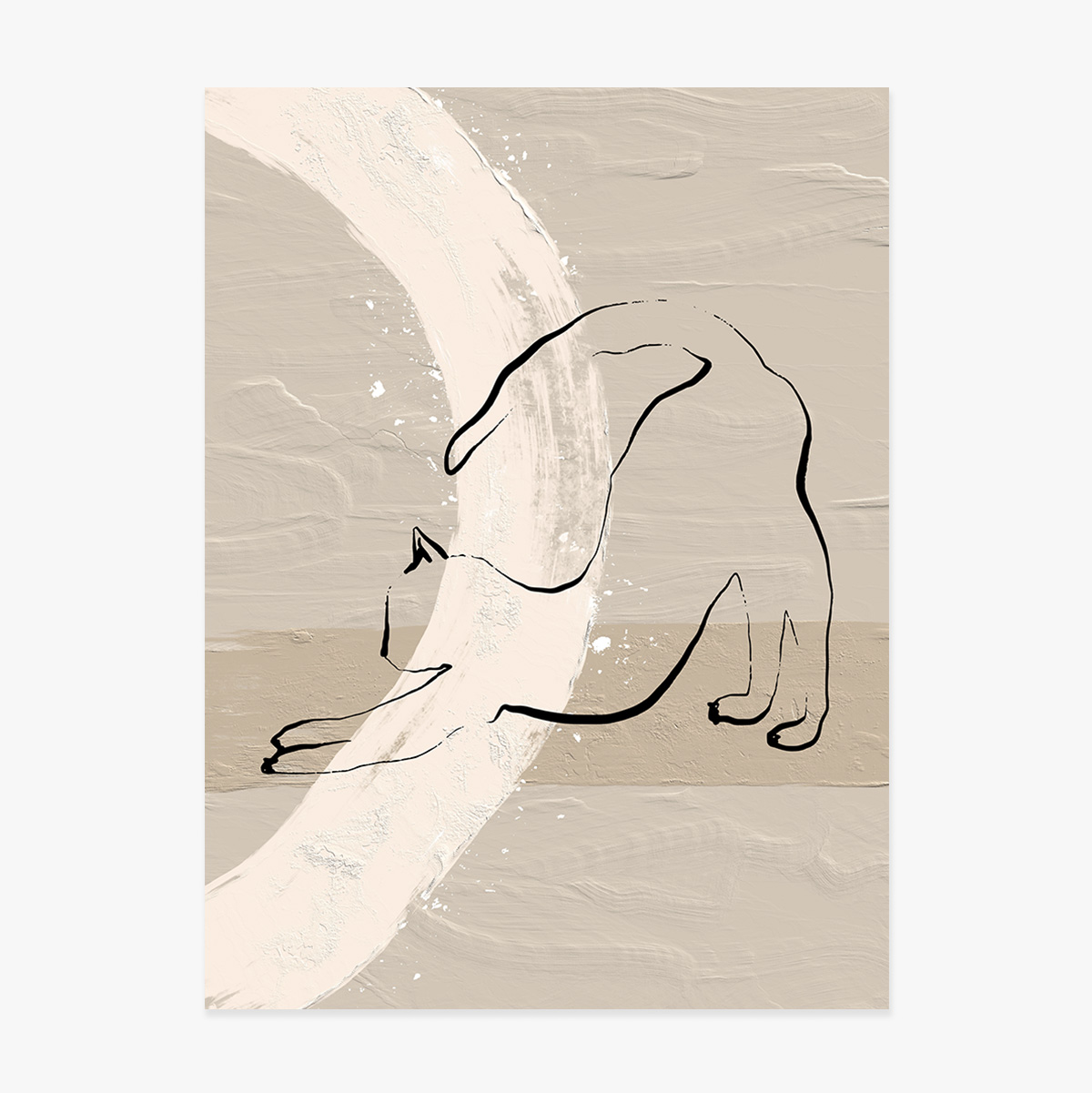 Minimalist line art cat poster