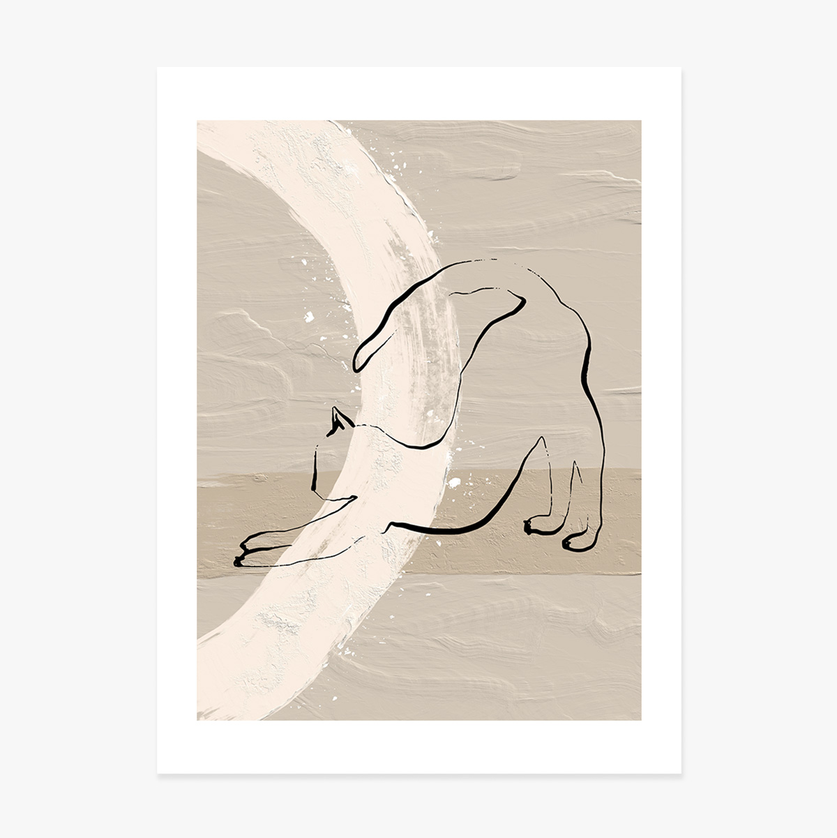 Minimalist line art cat poster
